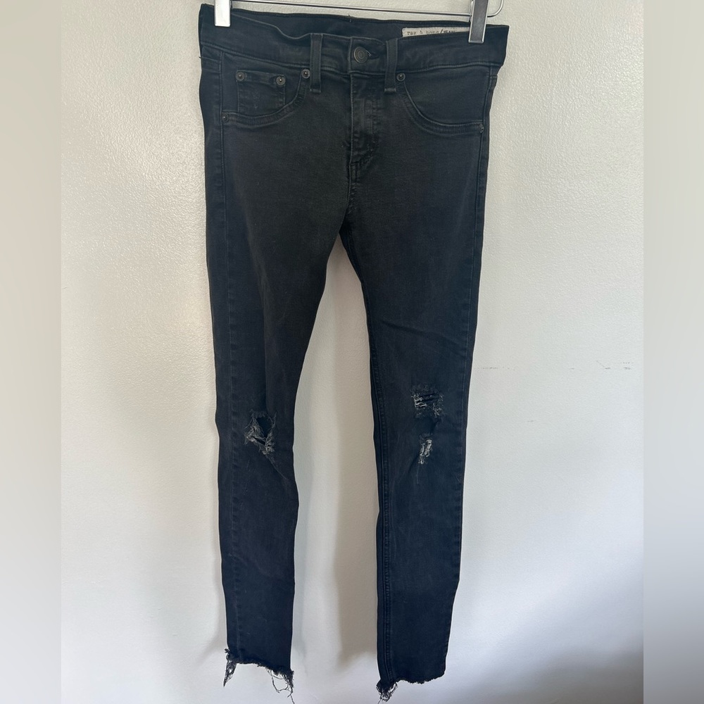 Rag & Bone Black Distressed Skinny Jeans Size 26